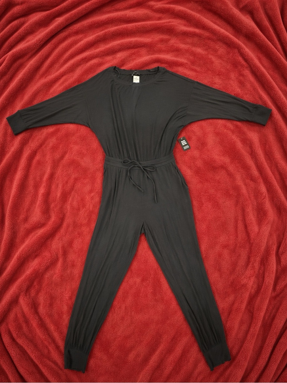 Express Black Long Sleeve Knit Jumpsuit - Size S